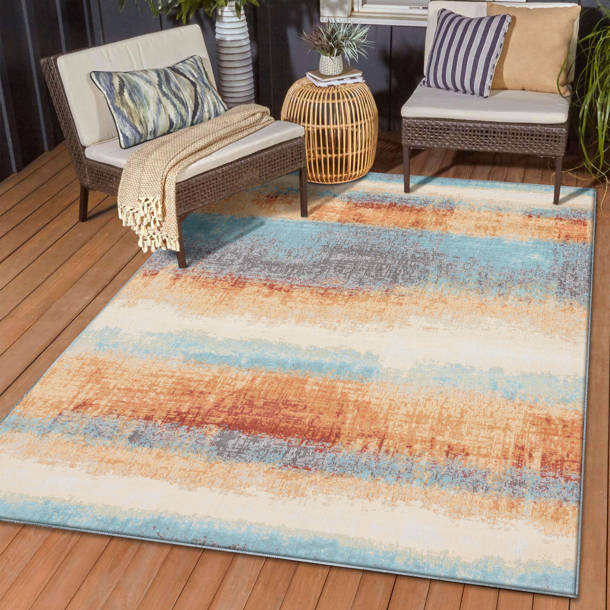 17 Stories Fales Orange/Blue Indoor/Outdoor Rug & Reviews Wayfair